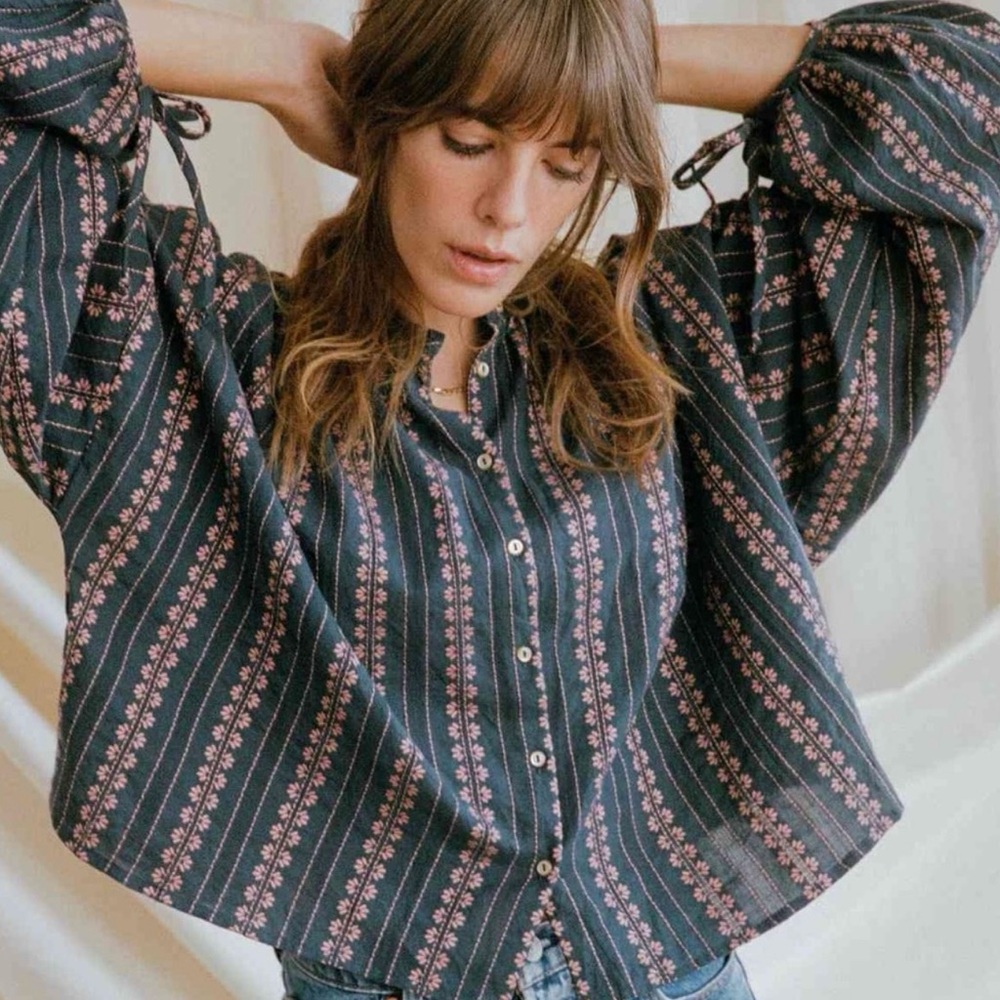 CHRISTY DAWN The Faye Top Indigo Zinnia Stripe L